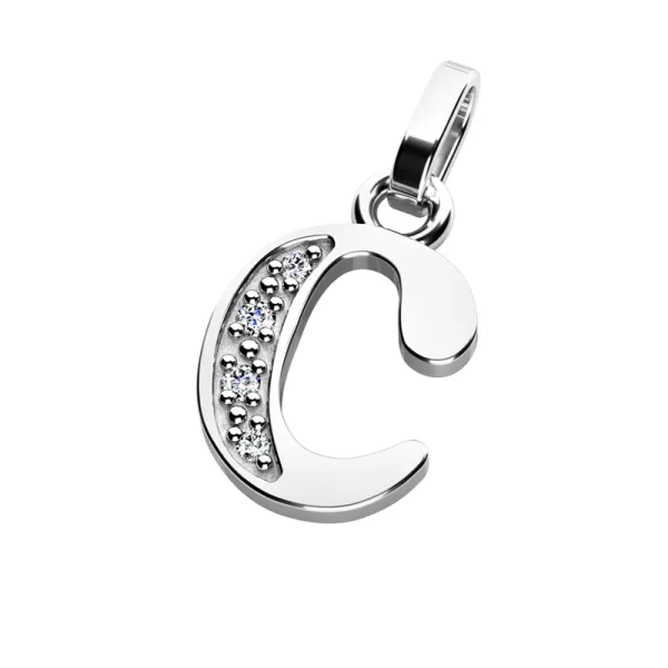 Přívěsek písmeno C bílé zlato 585/1000 přírodní diamanty 0.018 ct G/SI 10982-00-B-DIA-C