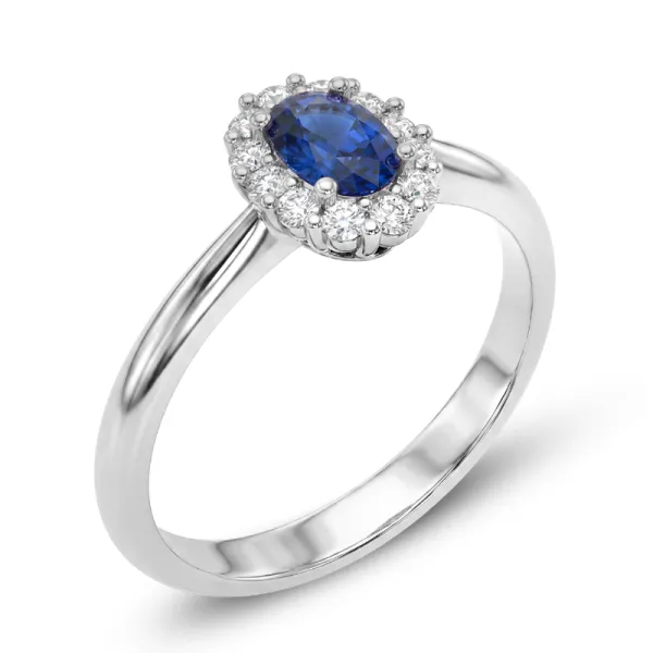 Dámský prsten z bílého zlata 585/1000 s přírodními safíry 0,50 ct a diamanty 0,144 ct G/SI 10951-B-DIA-SAF-M