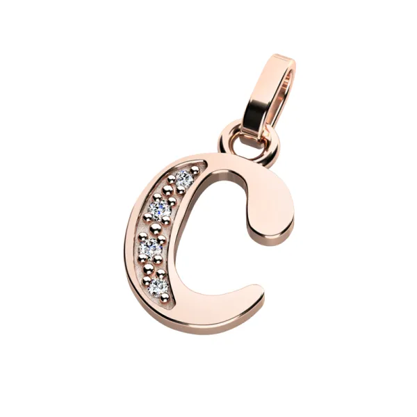 Přívěsek písmeno C růžové zlato 585/1000 přírodní diamanty 0.018 ct G/SI 10982-00-CV-DIA-C