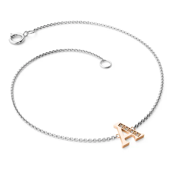 Náramek z bílého a růžového zlata 585/1000 přírodní diamanty 0.018 ct G/SI 10982-NR05-A-BCV-DIA
