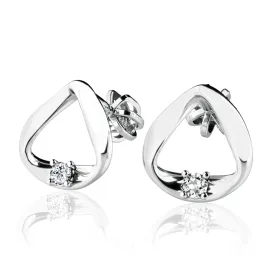 Náušnice z bílého zlata 585/1000 s přírodními diamanty 0,024ct, G/SI 10983-B-DIA