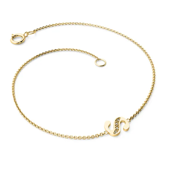 Náramek ze žlutého zlata 585/1000 přírodní diamanty 0.018 ct G/SI 10982-NR01-S-ZL-DIA