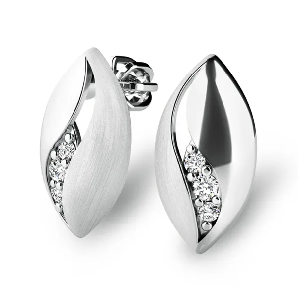 Dámské náušnice bílé zlato 585/1000 přírodní diamant 0.044 ct G/SI 10973-B-DIA
