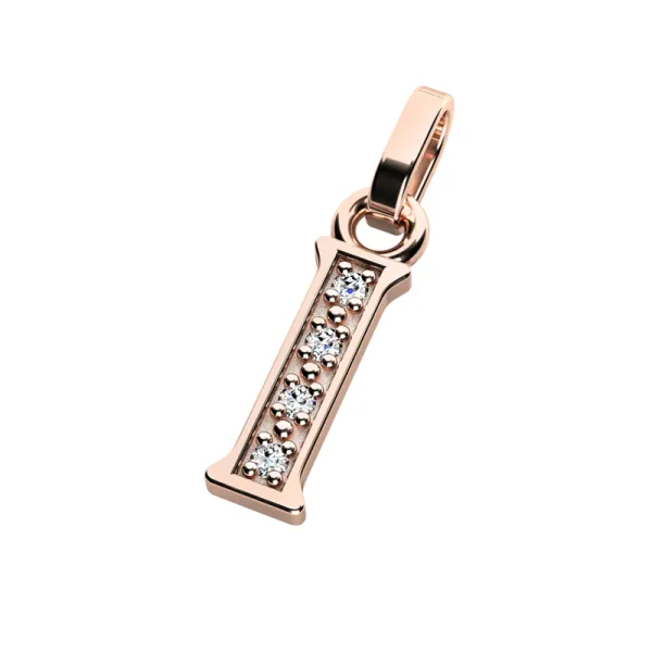 Přívěsek písmeno I růžové zlato 585/1000 přírodní diamanty 0.018 ct G/SI 10982-00-CV-DIA-I