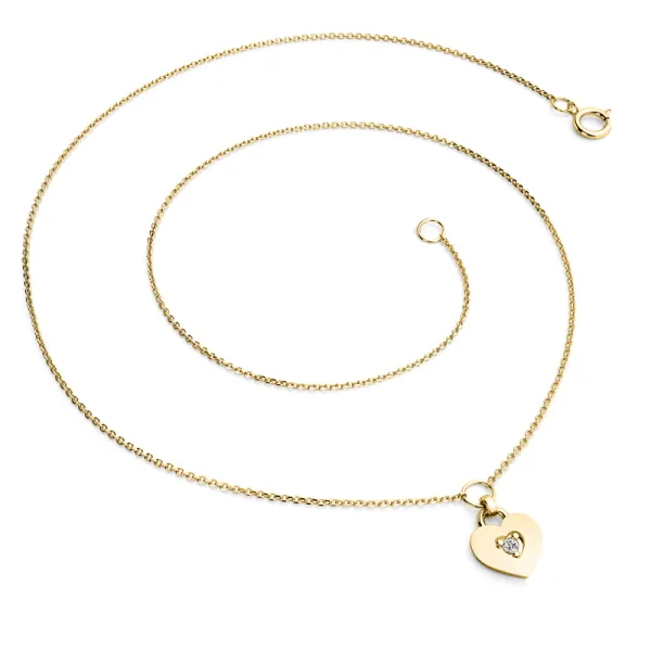 Dámský náhrdelník žluté zlato 585/1000 přírodní diamant G/SI srdce 10874-NH05-ZL-DIA
