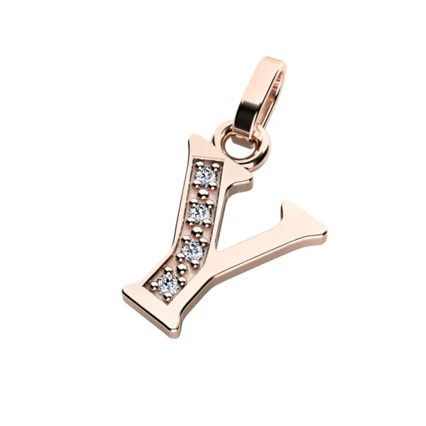 Přívěsek písmeno Y růžové zlato 585/1000 přírodní diamanty 0.018 ct G/SI 10982-00-CV-DIA-Y