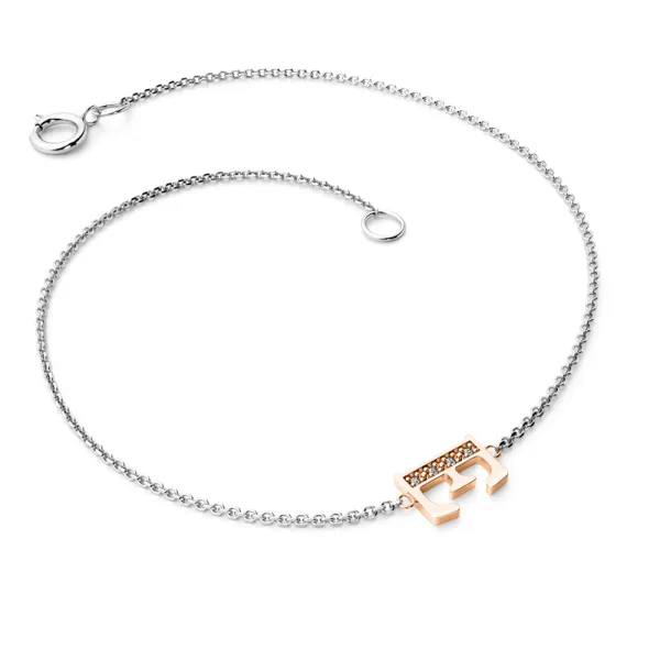 Náramek z bílého a růžového zlata 585/1000 přírodní diamanty 0.018 ct G/SI 10982-NR01-E-BCV-DIA