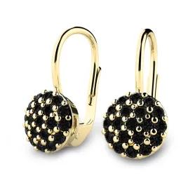 Náušnice žluté zlato 585/1000 přírodní diamanty 10955-ZL-Black