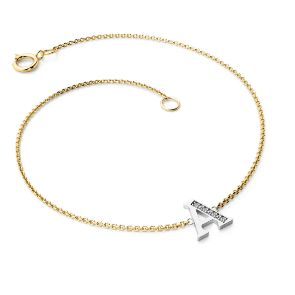 Náramek ze žlutého a bílého zlata 585/1000 přírodní diamanty 0.018 ct G/SI 10982-NR05-A-ZLB-DIA