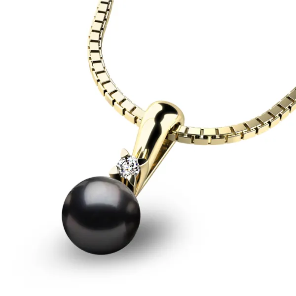 Dámský zlatý přívěsek 585/1000 s perlou a zirkonem 10891-ZL-ZIR-Black