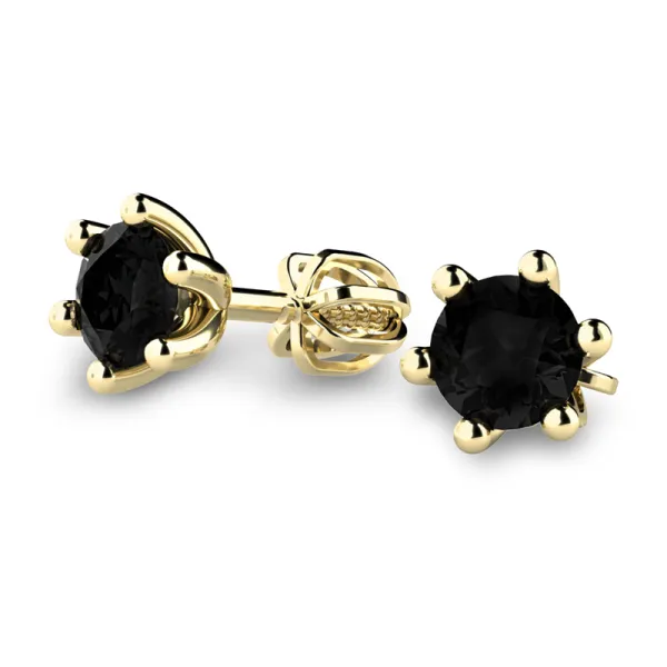Dámské náušnice ze žlutého zlata 585/1000 přírodní černé diamanty 1,00 ct G/SI 109017-ZL-DIA-Black