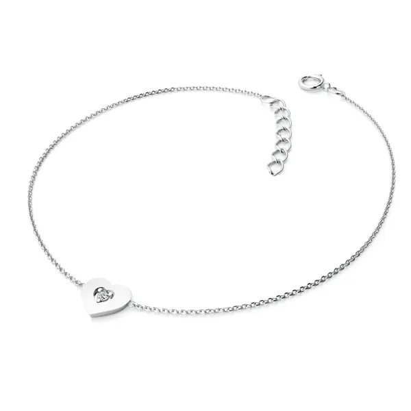 Náramek z bílého zlata 585/1000 s přírodním diamantem 0,045ct, 10874-NR01-B-DIA