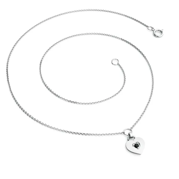 Dámský náhrdelník bílé zlato 585/1000 přírodní diamant srdce 10874-NH05-B-Black