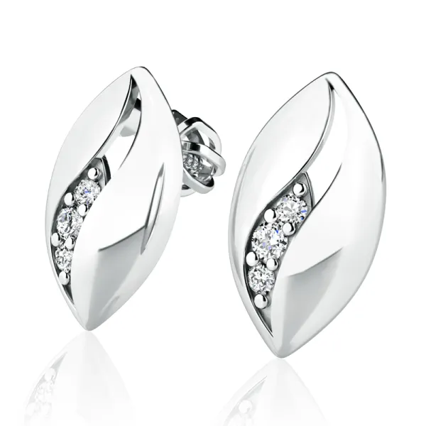 Dámské náušnice bílé zlato 585/1000 přírodní diamant 0.044 ct G/SI 10973-B-DIA