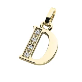 Přívěsek písmeno D žluté zlato 585/1000 přírodní diamanty 0.018 ct G/SI 10982-00-ZL-DIA-D
