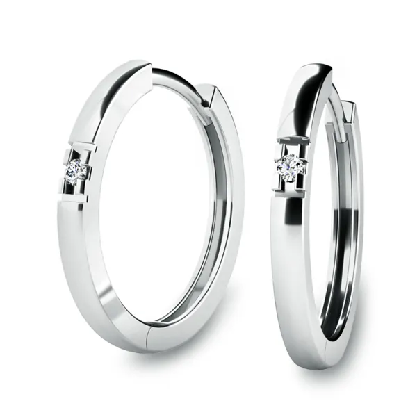 Dámské náušnice bílé zlato 585/1000 přírodní diamant G/SI kruhy 10985-B-DIA