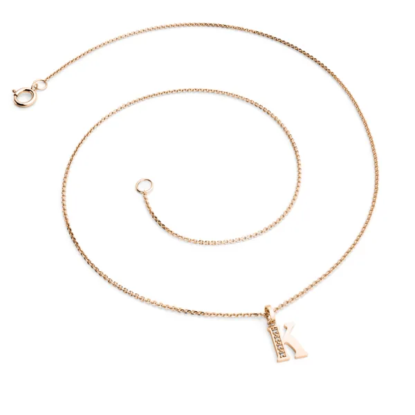 Přívěsek písmeno K růžové zlato 585/1000 přírodní diamanty 0.018 ct G/SI 10982-00-CV-DIA-K