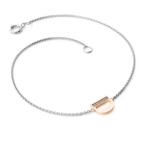 Náramek z bílého a růžového zlata 585/1000 přírodní diamanty 0.018 ct G/SI 10982-NR01-D-BCV-DIA