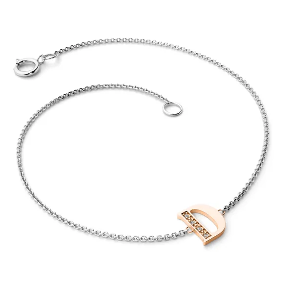 Náramek z bílého a růžového zlata 585/1000 přírodní diamanty 0.018 ct G/SI 10982-NR05-D-BCV-DIA