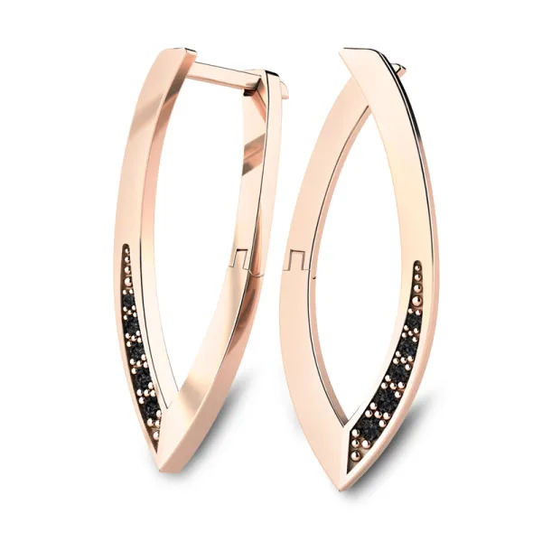Dámské náušnice z růžového zlata 585/1000 přírodní černé diamanty 0,107 ct G/SI 109019-CV-DIA-Black