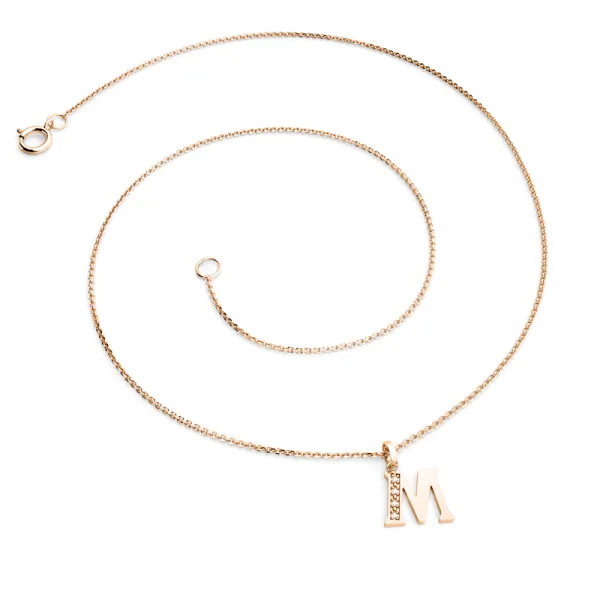 Přívěsek písmeno N růžové zlato 585/1000 přírodní diamanty 0.018 ct G/SI 10982-00-CV-DIA-N