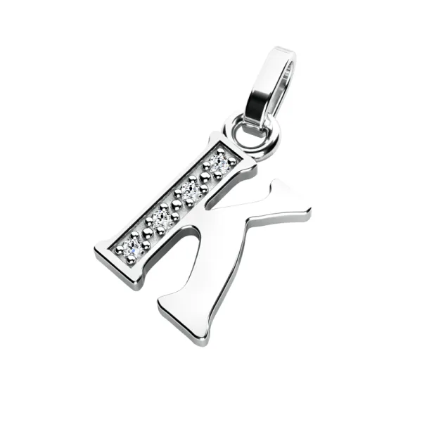 Přívěsek písmeno K bílé zlato 585/1000 přírodní diamanty 0.018 ct G/SI 10982-00-B-DIA-K
