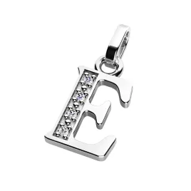 Přívěsek písmeno E bílé zlato 585/1000 přírodní diamanty 0.018 ct G/SI 10982-00-B-DIA-E