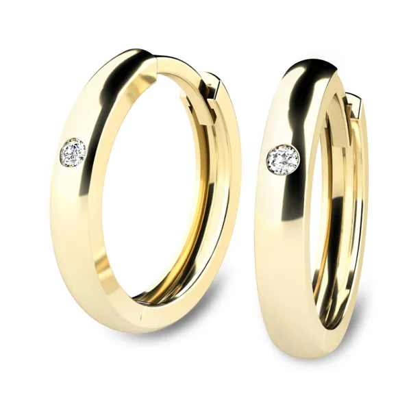 Náušnice žluté zlato 585/1000, přírodní diamanty 0.030ct, 109010-ZL-DIA