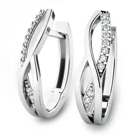 Náušnice z bílého zlata 585/1000, přírodní diamanty 0.140 ct G/SI, 10987-B-DIA