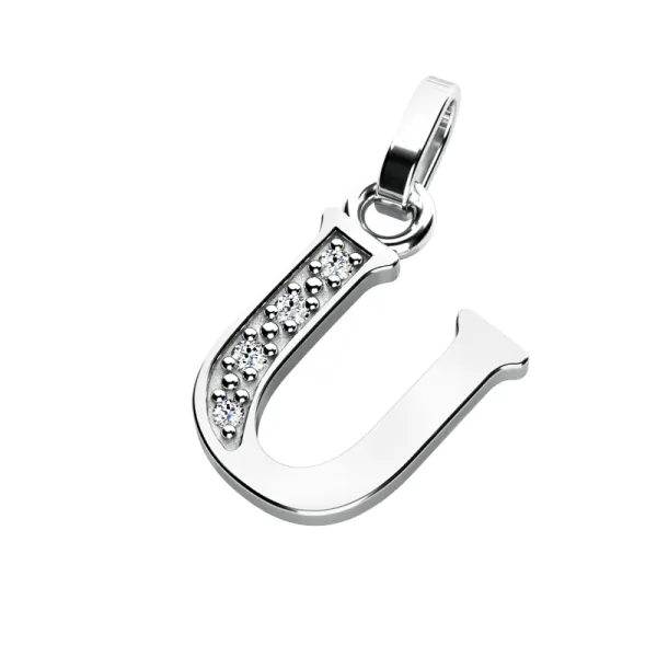 Přívěsek písmeno U bílé zlato 585/1000 přírodní diamanty 0.018 ct G/SI 10982-00-B-DIA-U
