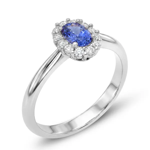 Dámský prsten z bílého zlata 585/1000 s přírodními tanzanity 0,42 ct a diamanty 0,144 ct G/SI 10951-B-DIA-TAN