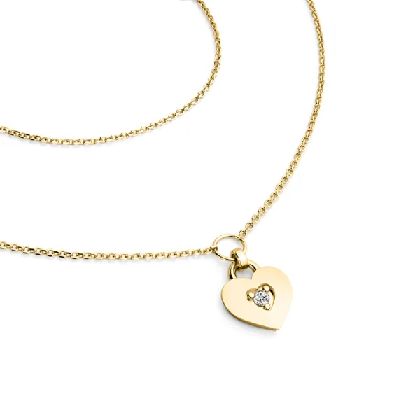 Dámský náhrdelník žluté zlato 585/1000 přírodní diamant G/SI srdce 10874-NH05-ZL-DIA