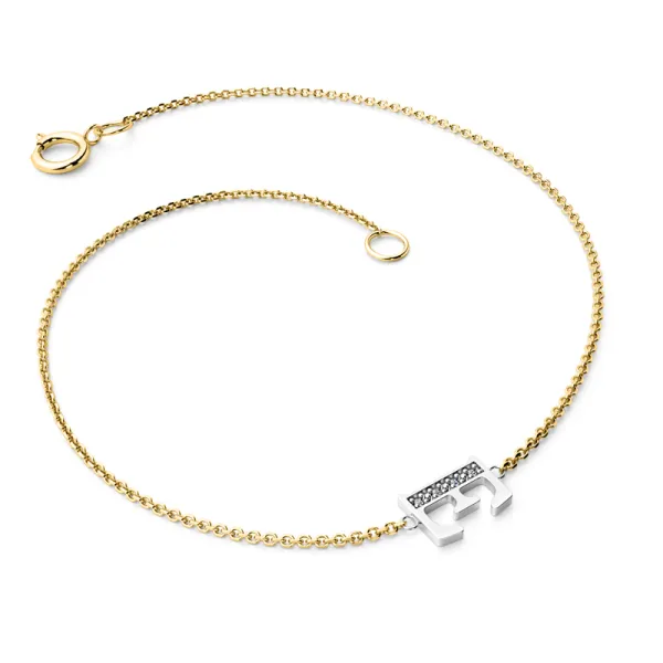 Náramek ze žlutého a bílého zlata 585/1000 přírodní diamanty 0.018 ct G/SI 10982-NR01-E-ZLB-DIA