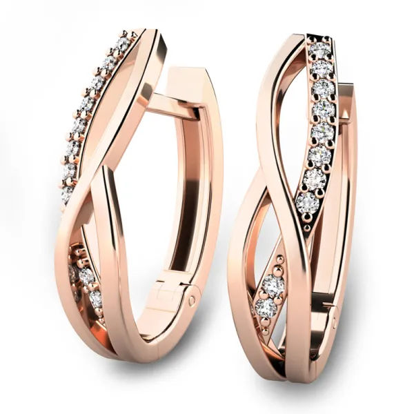 Náušnice z růžového zlata 585/1000, přírodní diamanty 0.140ct, G/SI, 10987-CV-DIA