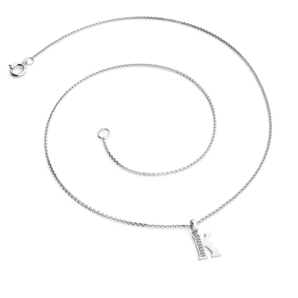 Přívěsek písmeno K bílé zlato 585/1000 přírodní diamanty 0.018 ct G/SI 10982-00-B-DIA-K