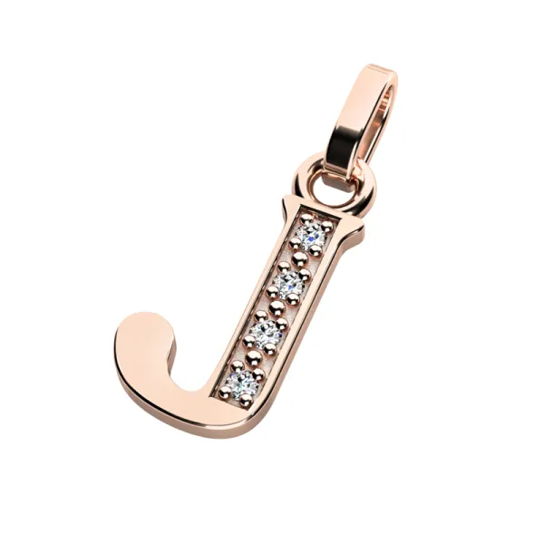 Přívěsek písmeno J růžové zlato 585/1000 přírodní diamanty 0.018 ct G/SI 10982-00-CV-DIA-J