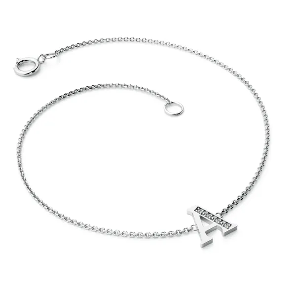 Náramek z bílého zlata 585/1000 přírodní diamanty 0.018 ct G/SI 10982-NR05-A-B-DIA