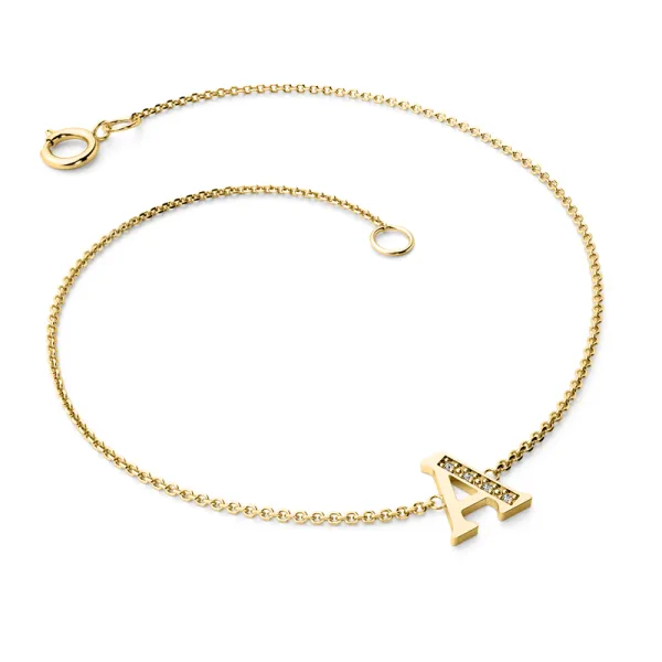Náramek ze žlutého zlata 585/1000 přírodní diamanty 0.018 ct G/SI 10982-NR05-A-ZL-DIA