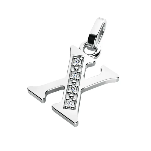 Přívěsek písmeno X bílé zlato 585/1000 přírodní diamanty 0.018 ct G/SI 10982-00-B-DIA-X