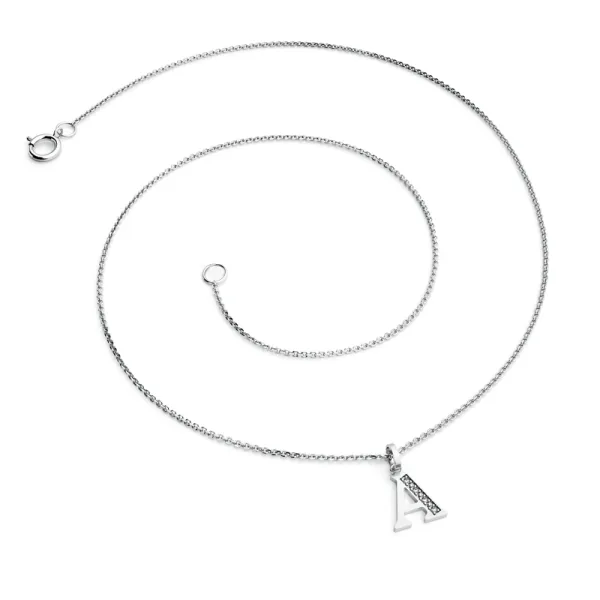 Přívěsek písmeno O bílé zlato 585/1000 přírodní diamanty 0.018 ct G/SI 10982-00-B-DIA-O