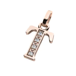 Přívěsek písmeno T růžové zlato 585/1000 přírodní diamanty 0.018 ct G/SI 10982-00-CV-DIA-T