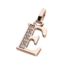 Přívěsek písmeno E růžové zlato 585/1000 přírodní diamanty 0.018 ct G/SI 10982-00-CV-DIA-E