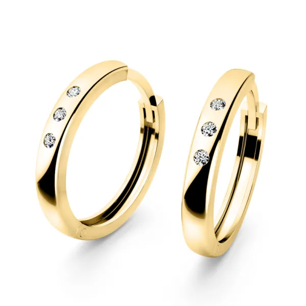 Dámské náušnice žluté zlato 585/1000 přírodní diamant 0.026 ct G/SI kruhy 10970-ZL-DIA
