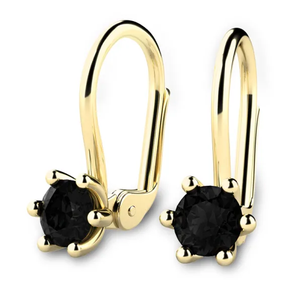 Dámské náušnice ze žlutého zlata 585/1000 přírodní černé diamanty 1,00 ct G/SI 109016-ZL-DIA-Black