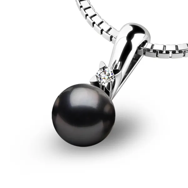 Dámský zlatý přívěsek 585/1000 s perlou a zirkonem 10891-B-ZIR-Black