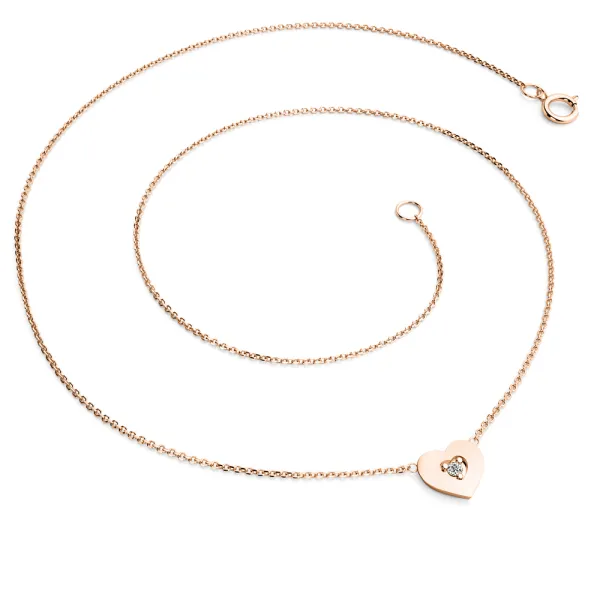 Dámský náhrdelník růžové zlato 585/1000 přírodní diamant G/SI srdce 10874-NH01-CV-DIA