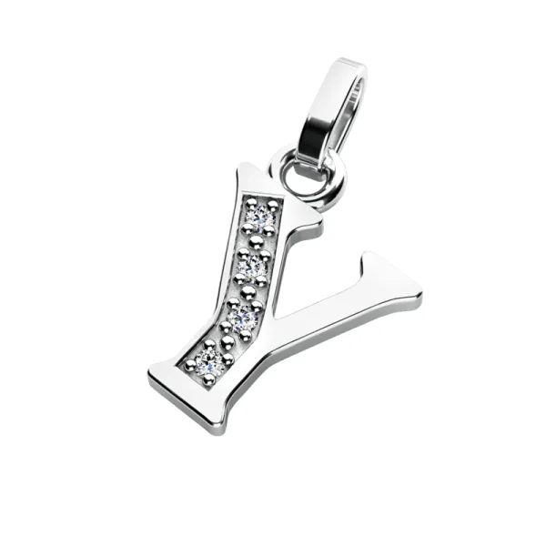 Přívěsek písmeno Y bílé zlato 585/1000 přírodní diamanty 0.018 ct G/SI 10982-00-B-DIA-Y