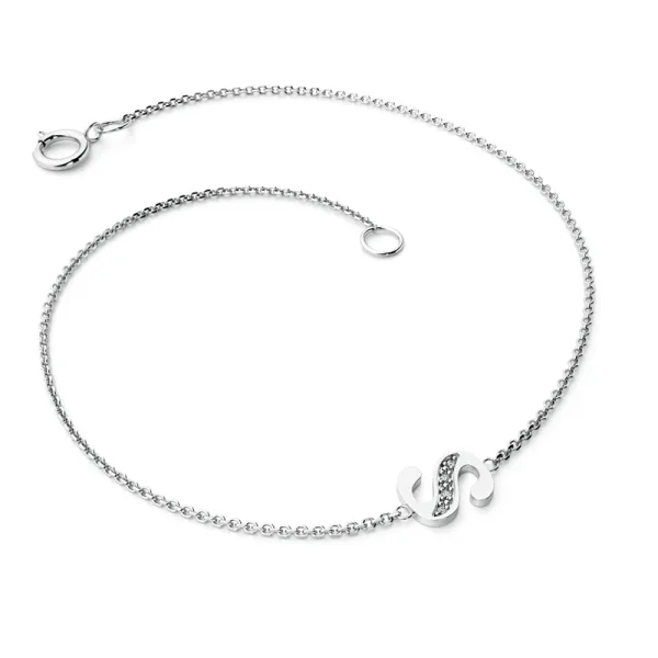 Náramek z bílého zlata 585/1000 přírodní diamanty 0.018 ct G/SI 10982-NR01-S-B-DIA