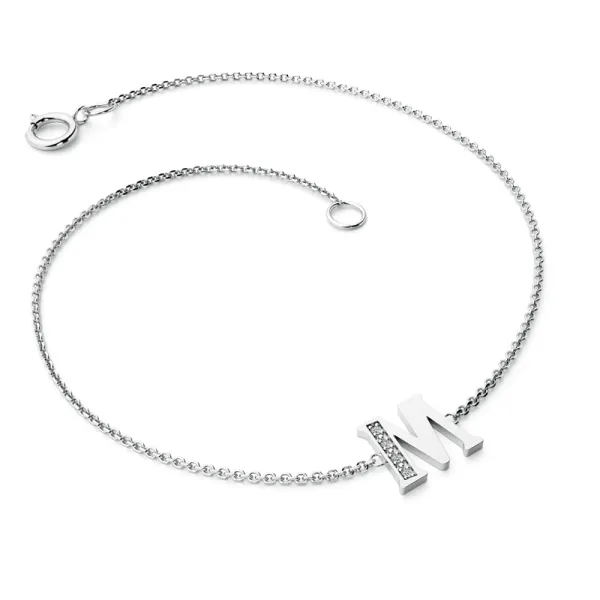 Náramek z bílého zlata 585/1000 přírodní diamanty 0.018 ct G/SI 10982-NR05-M-B-DIA