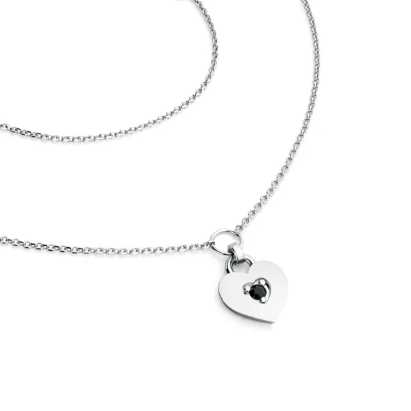 Dámský náhrdelník bílé zlato 585/1000 přírodní diamant srdce 10874-NH05-B-Black